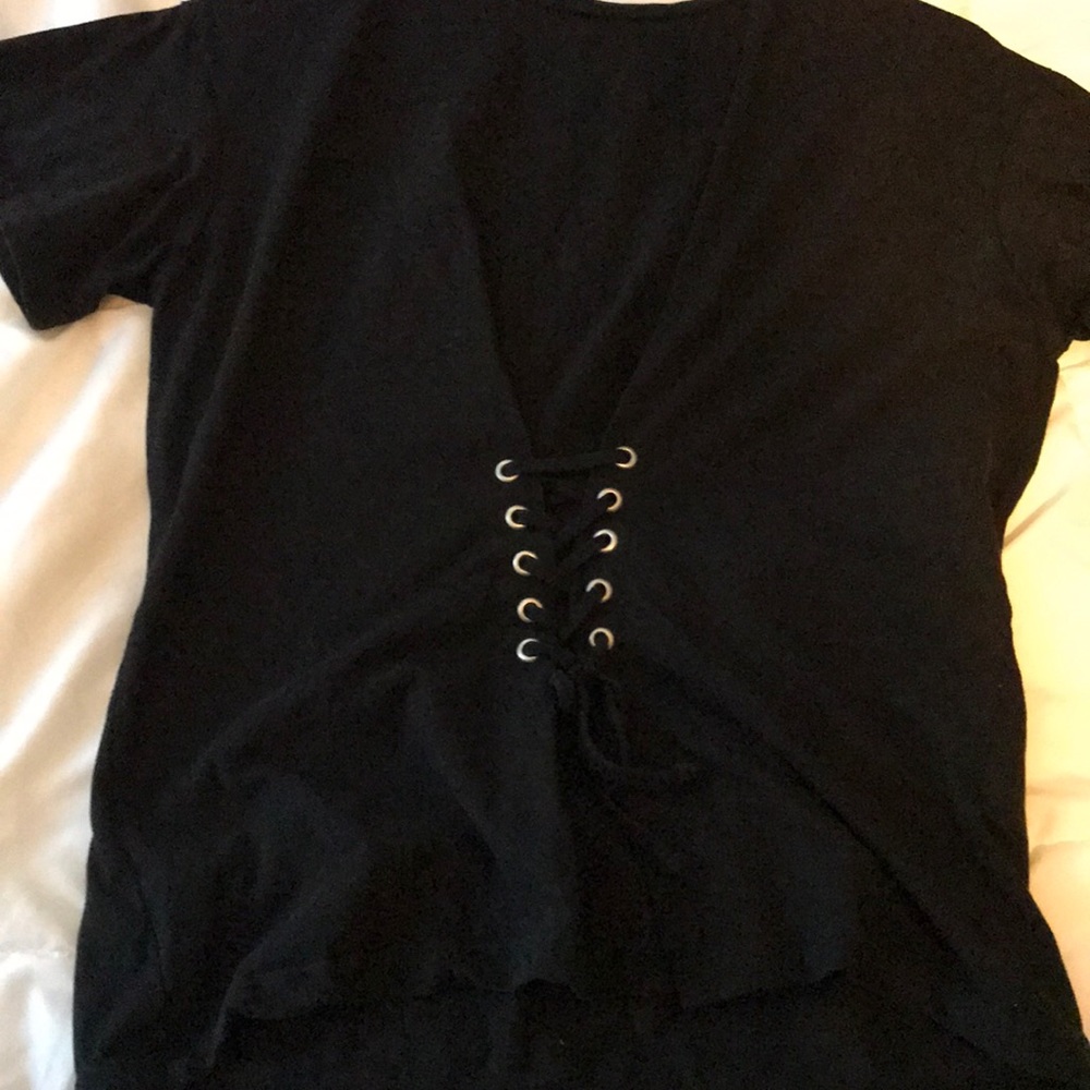 black tee with cute drawstring